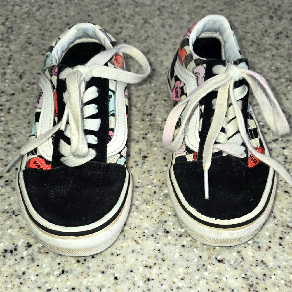Vans Old Skool Candy Hearts Checkerboard Sneakers Shoes Kid Size 12